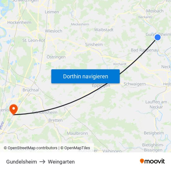 Gundelsheim to Weingarten map