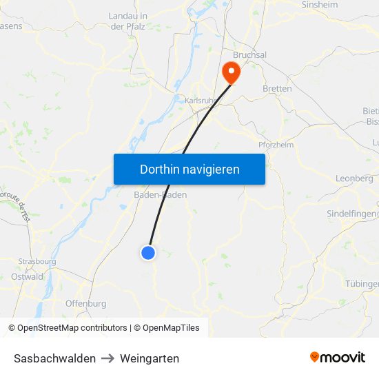 Sasbachwalden to Weingarten map