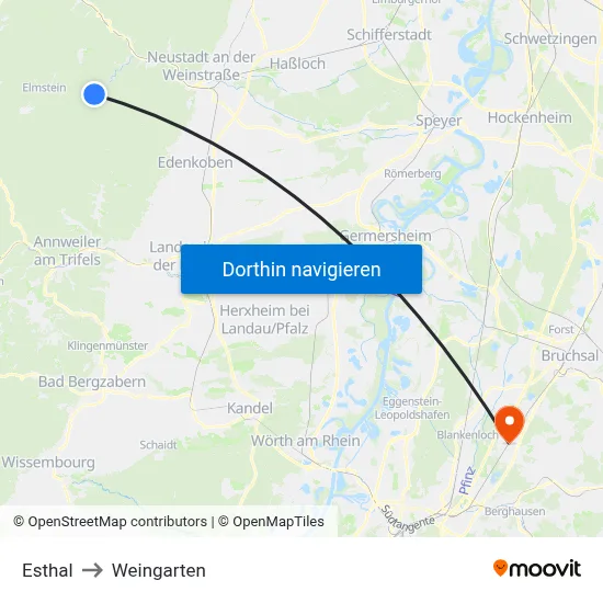 Esthal to Weingarten map