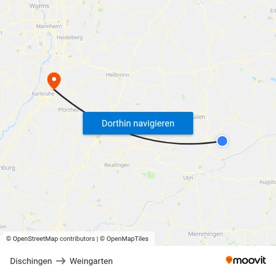 Dischingen to Weingarten map