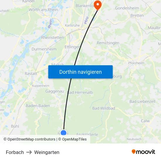 Forbach to Weingarten map