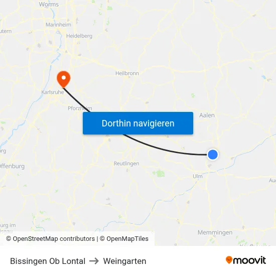 Bissingen Ob Lontal to Weingarten map