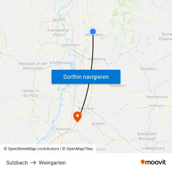 Sulzbach to Weingarten map