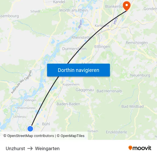 Unzhurst to Weingarten map