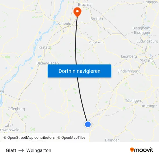 Glatt to Weingarten map