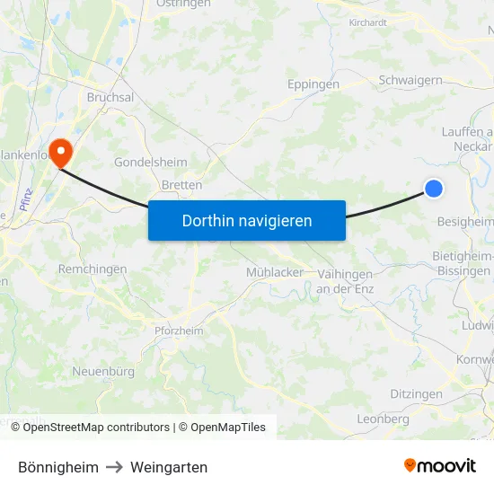 Bönnigheim to Weingarten map