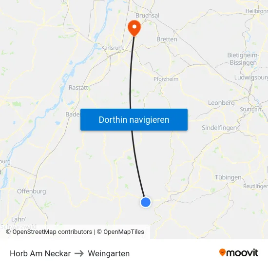 Horb Am Neckar to Weingarten map