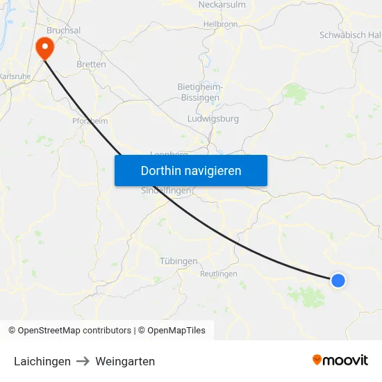 Laichingen to Weingarten map