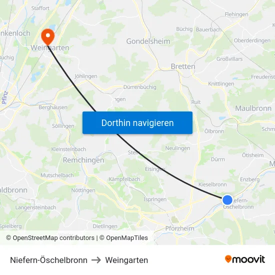 Niefern-Öschelbronn to Weingarten map