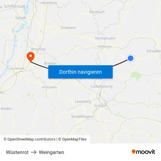 Wüstenrot to Weingarten map