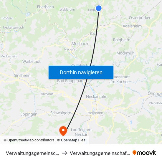 Verwaltungsgemeinschaft Limbach to Verwaltungsgemeinschaft Brackenheim map