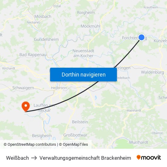 Weißbach to Verwaltungsgemeinschaft Brackenheim map