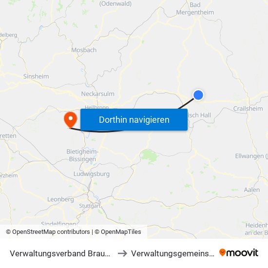 Verwaltungsverband Braunsbach-Untermünkheim to Verwaltungsgemeinschaft Brackenheim map