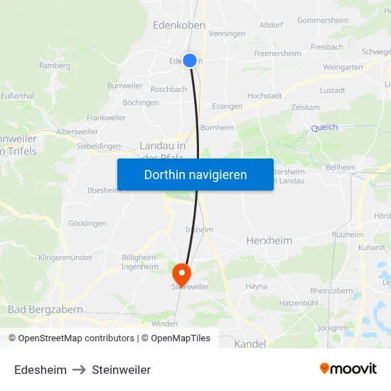 Edesheim to Steinweiler map
