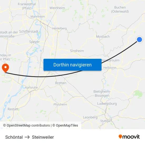 Schöntal to Steinweiler map