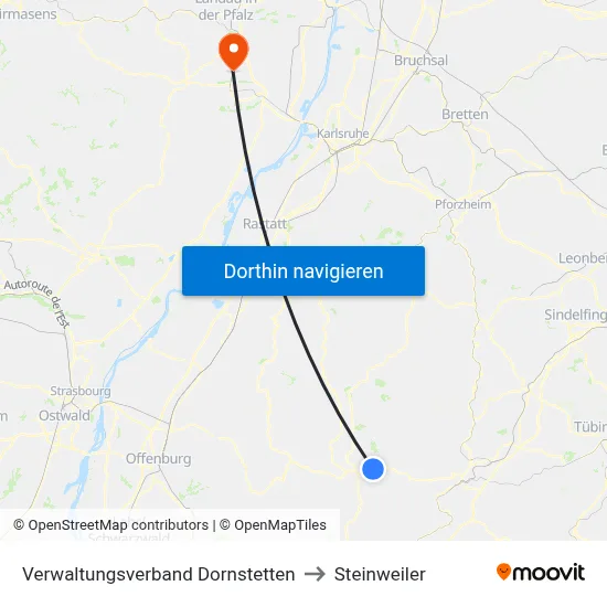 Verwaltungsverband Dornstetten to Steinweiler map