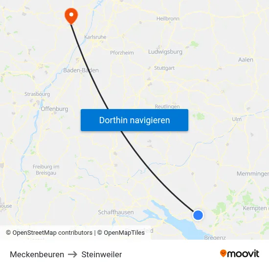 Meckenbeuren to Steinweiler map