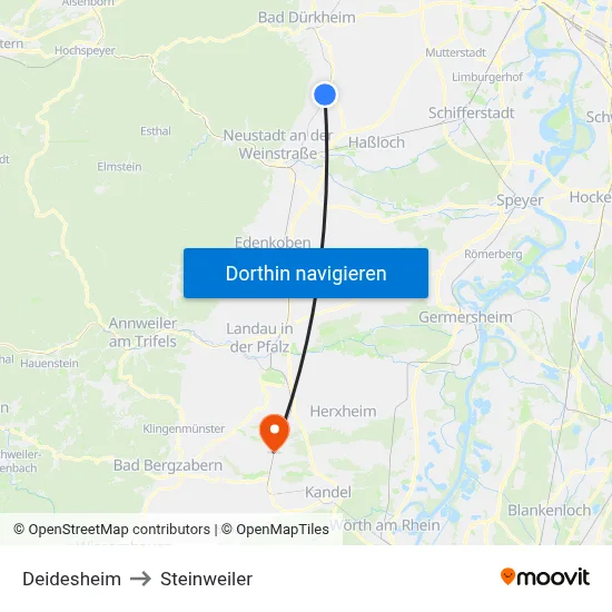 Deidesheim to Steinweiler map