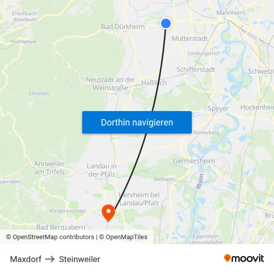 Maxdorf to Steinweiler map