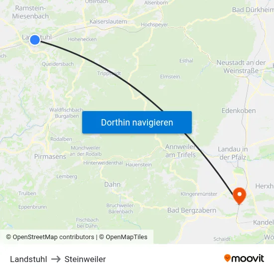 Landstuhl to Steinweiler map