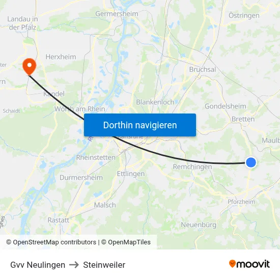 Gvv Neulingen to Steinweiler map