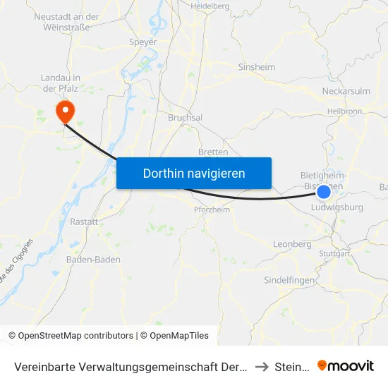 Vereinbarte Verwaltungsgemeinschaft Der Stadt Bietigheim-Bissingen to Steinweiler map