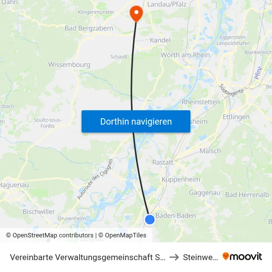 Vereinbarte Verwaltungsgemeinschaft Sinzheim to Steinweiler map