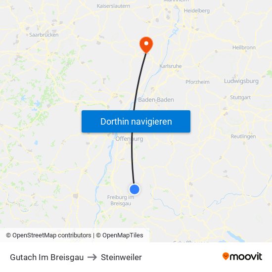 Gutach Im Breisgau to Steinweiler map