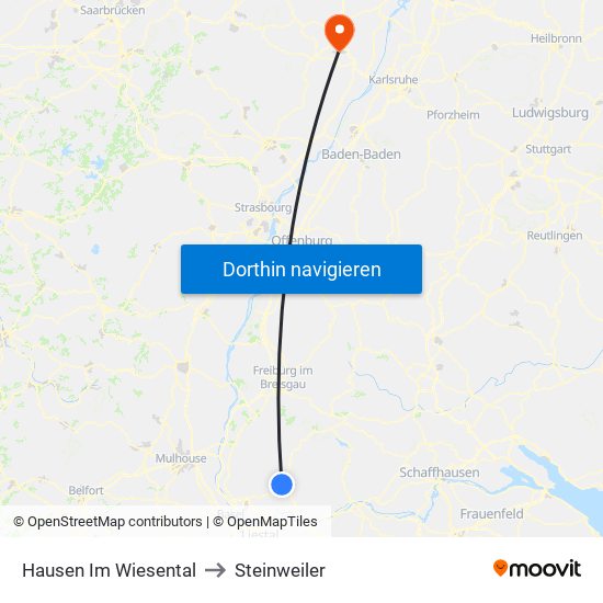 Hausen Im Wiesental to Steinweiler map
