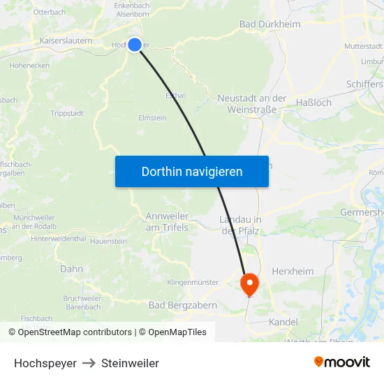Hochspeyer to Steinweiler map