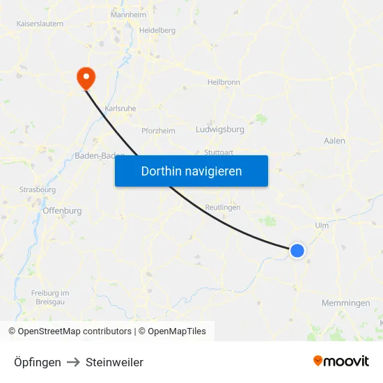Öpfingen to Steinweiler map