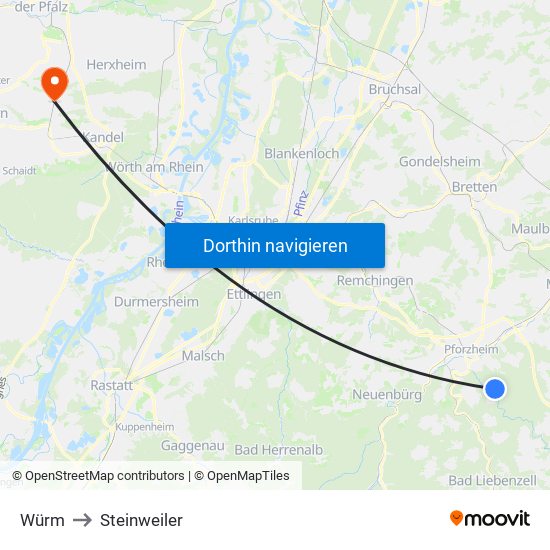 Würm to Steinweiler map