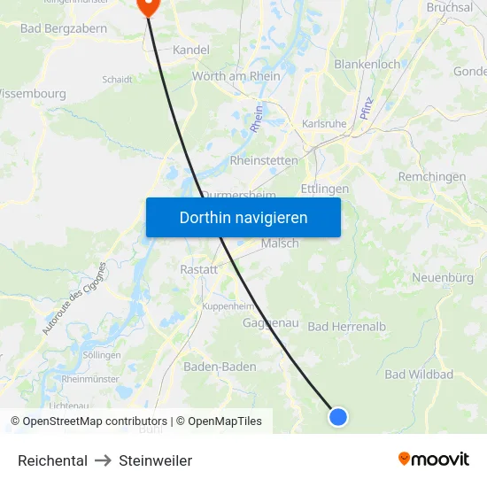 Reichental to Steinweiler map