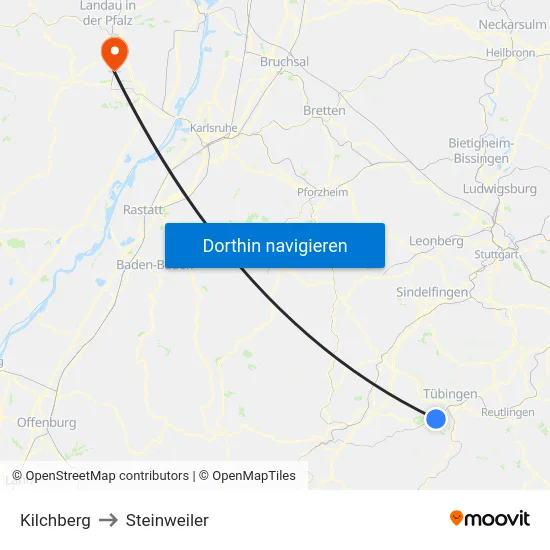 Kilchberg to Steinweiler map