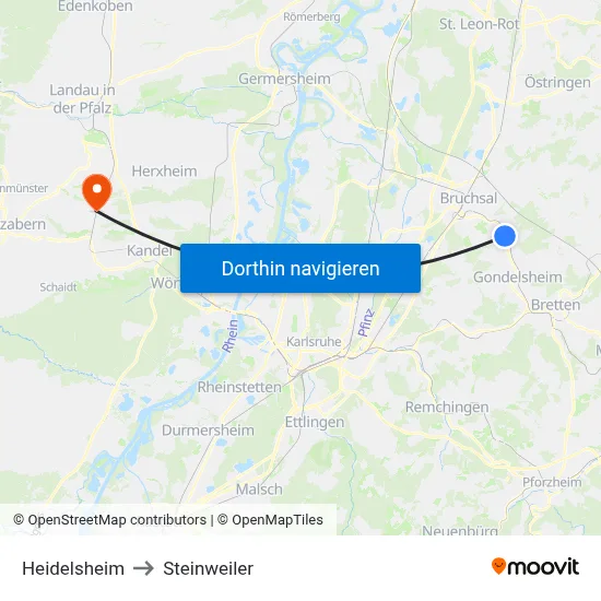 Heidelsheim to Steinweiler map