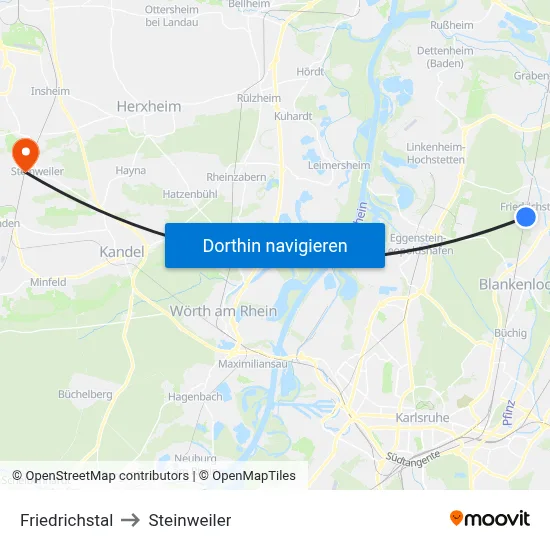 Friedrichstal to Steinweiler map