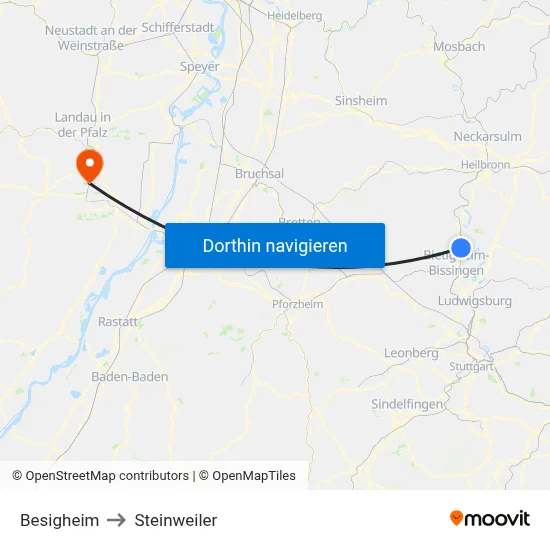 Besigheim to Steinweiler map