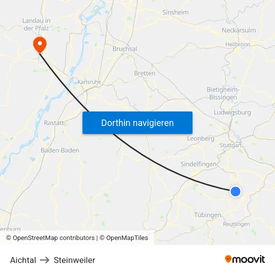 Aichtal to Steinweiler map