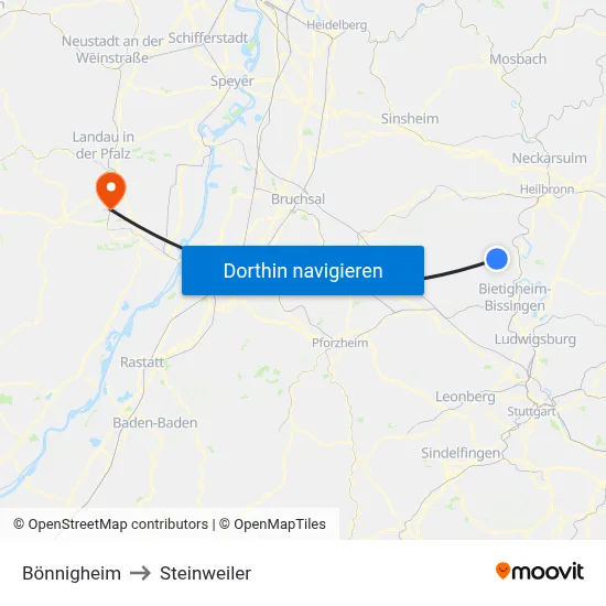 Bönnigheim to Steinweiler map