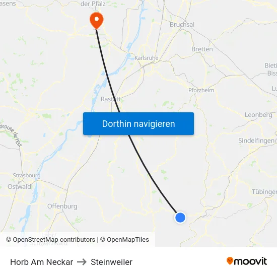 Horb Am Neckar to Steinweiler map