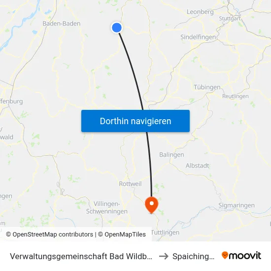 Verwaltungsgemeinschaft Bad Wildbad to Spaichingen map