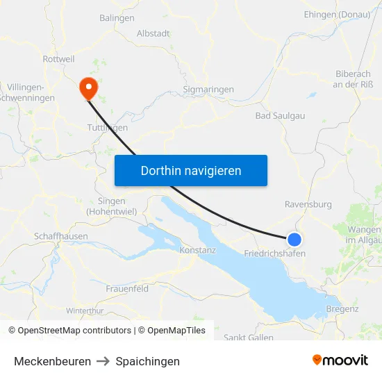 Meckenbeuren to Spaichingen map