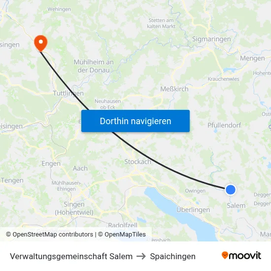Verwaltungsgemeinschaft Salem to Spaichingen map