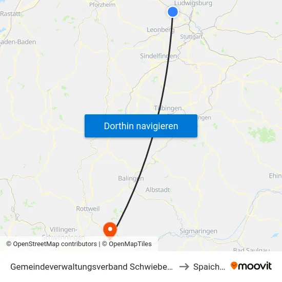Gemeindeverwaltungsverband Schwieberdingen-Hemmingen to Spaichingen map