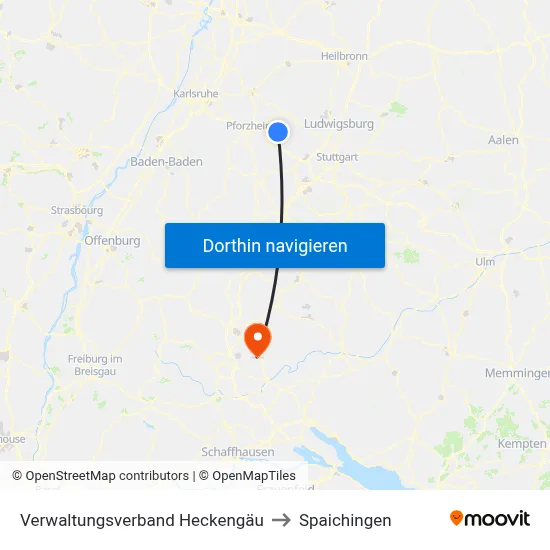 Verwaltungsverband Heckengäu to Spaichingen map