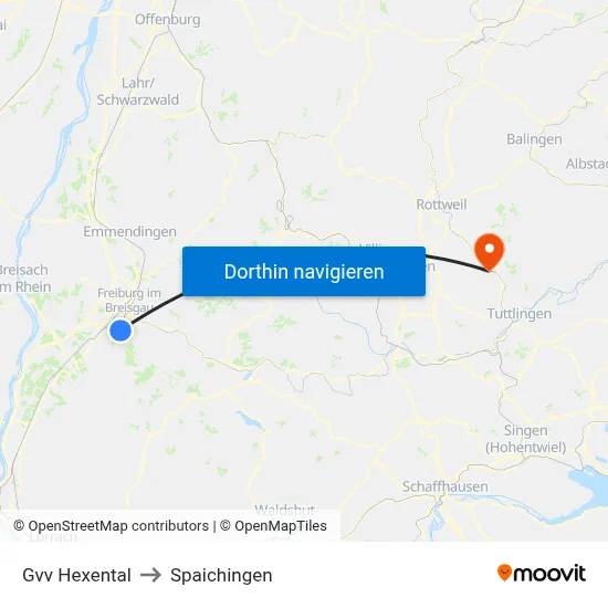 Gvv Hexental to Spaichingen map