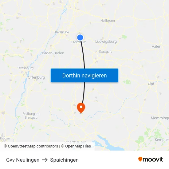 Gvv Neulingen to Spaichingen map