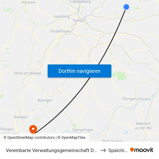 Vereinbarte Verwaltungsgemeinschaft Der Stadt Welzheim to Spaichingen map