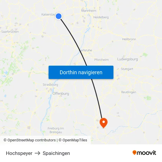 Hochspeyer to Spaichingen map