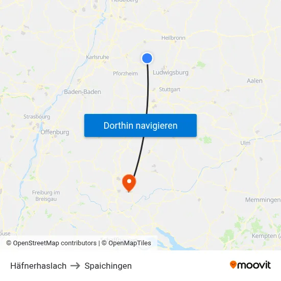 Häfnerhaslach to Spaichingen map